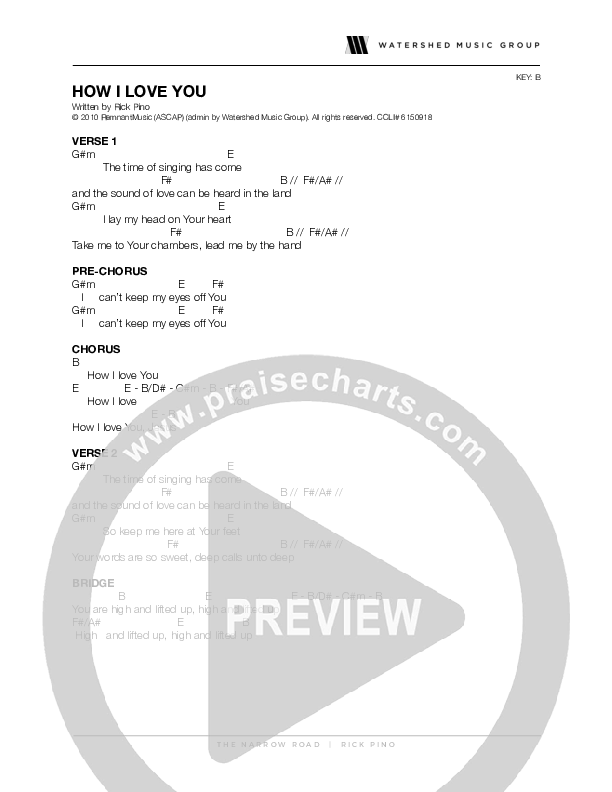 How I Love You Chord Chart (Rick Pino)
