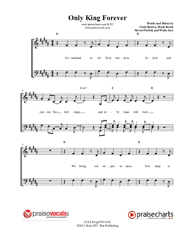 Only King Forever Lead Sheet (PraiseVocals)