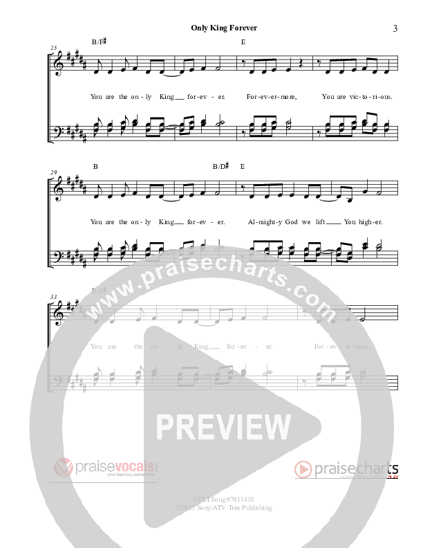 Only King Forever Lead Sheet (SAT) (PraiseVocals)