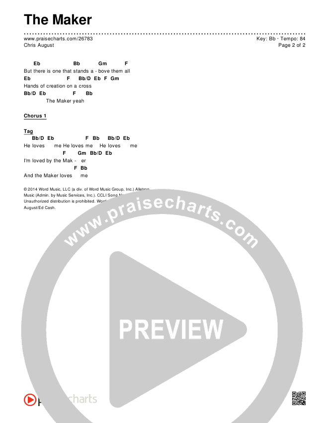 The Maker Chords & Lyrics (Chris August)