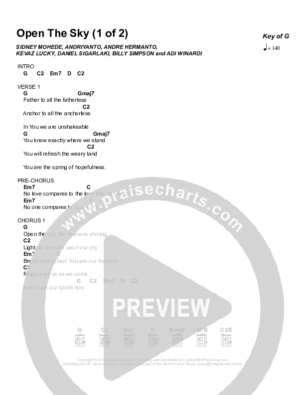 Open The Sky Chords & Lyrics (Sidney Mohede)