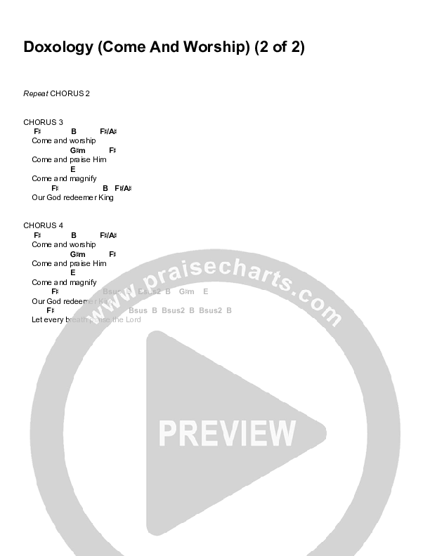 Doxology (Come And Worship) Chords & Lyrics (Sidney Mohede)