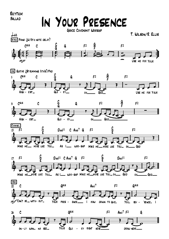 In Your Presence Lead Sheet (Grace Covenant Worship)