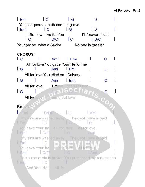 All For Love Chords & Lyrics (Grace Covenant Worship)