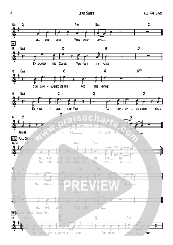All For Love Lead Sheet (Grace Covenant Worship)