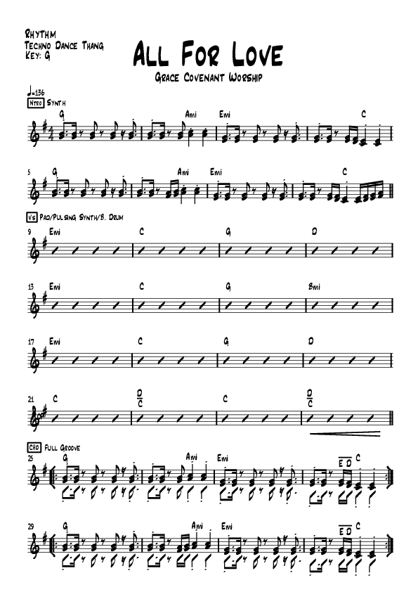 All For Love Rhythm Chart (Grace Covenant Worship)
