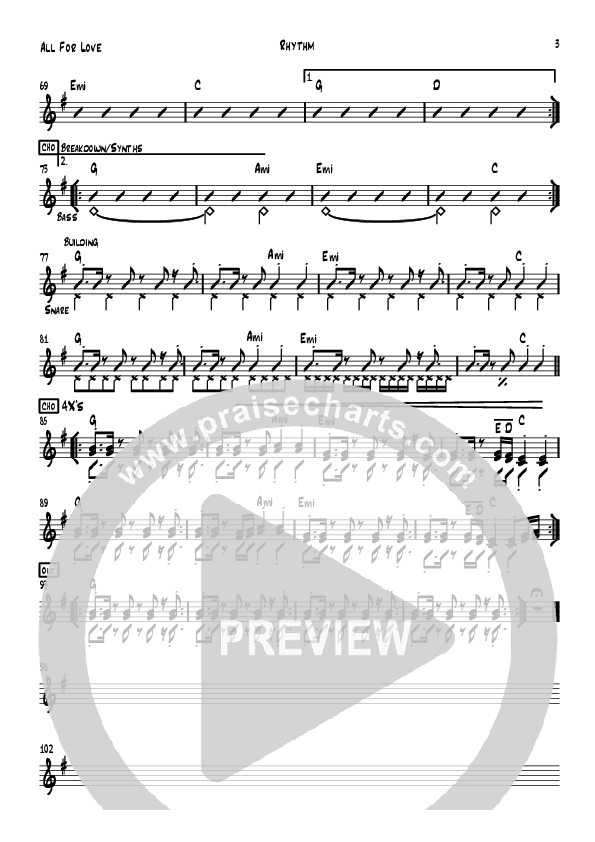 All For Love Rhythm Chart (Grace Covenant Worship)