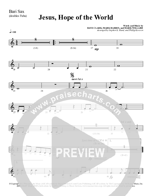 Jesus Hope Of The World Bari Sax (Sherwood Worship)