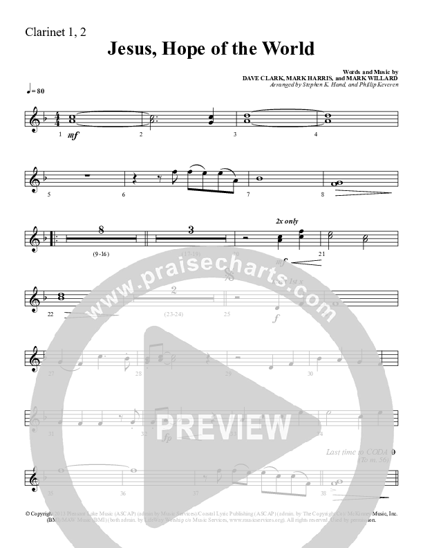 Jesus Hope Of The World Clarinet 1/2 (Sherwood Worship)