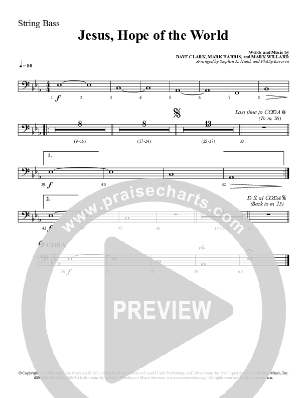 Jesus Hope Of The World Double Bass (Sherwood Worship)