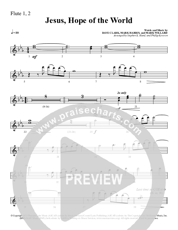 Jesus Hope Of The World Flute 1/2 (Sherwood Worship)