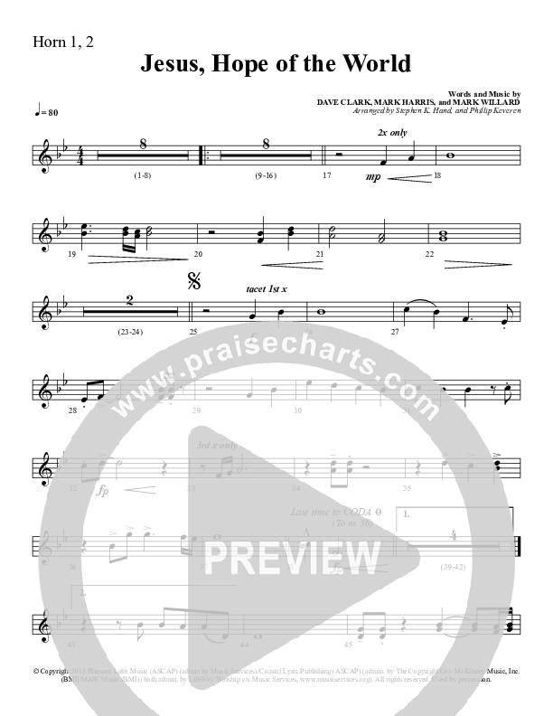 Jesus Hope Of The World French Horn 1/2 (Sherwood Worship)