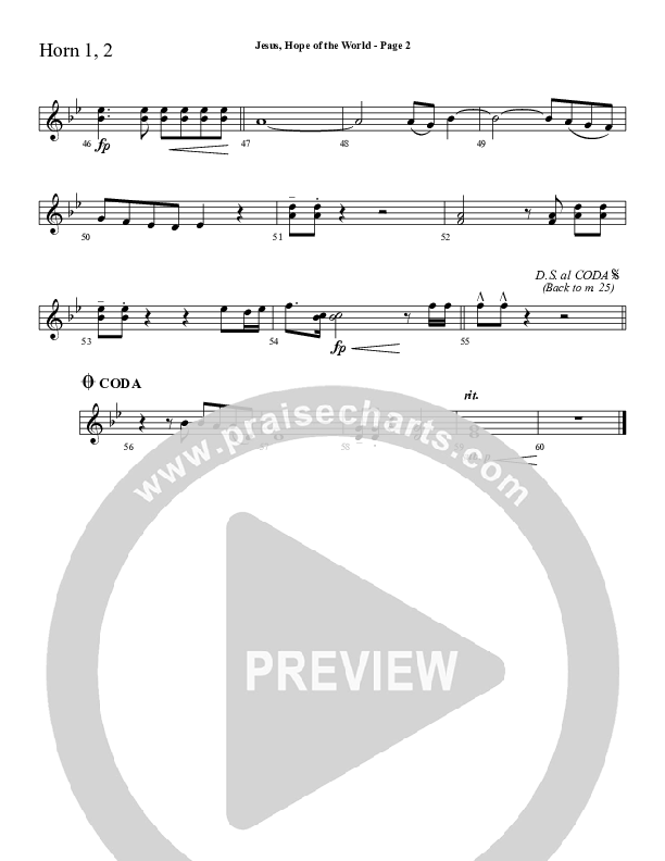 Jesus Hope Of The World French Horn 1/2 (Sherwood Worship)