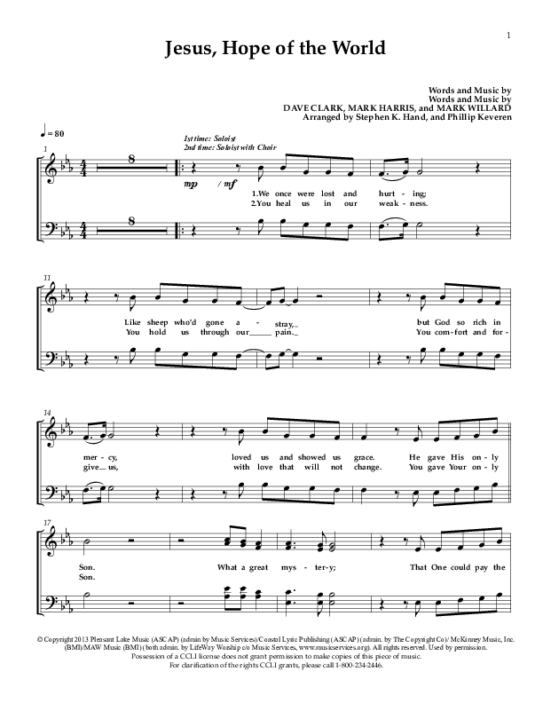 Jesus Hope Of The World Lead Sheet (Sherwood Worship)