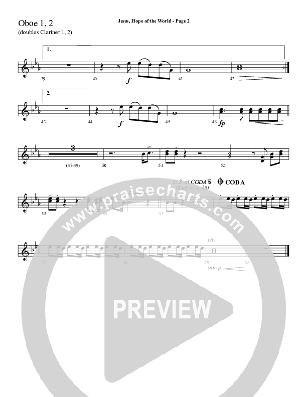 Jesus Hope Of The World Oboe 1/2 (Sherwood Worship)