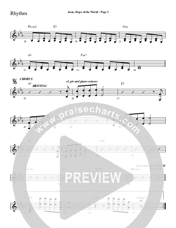 Jesus Hope Of The World Rhythm Chart (Sherwood Worship)