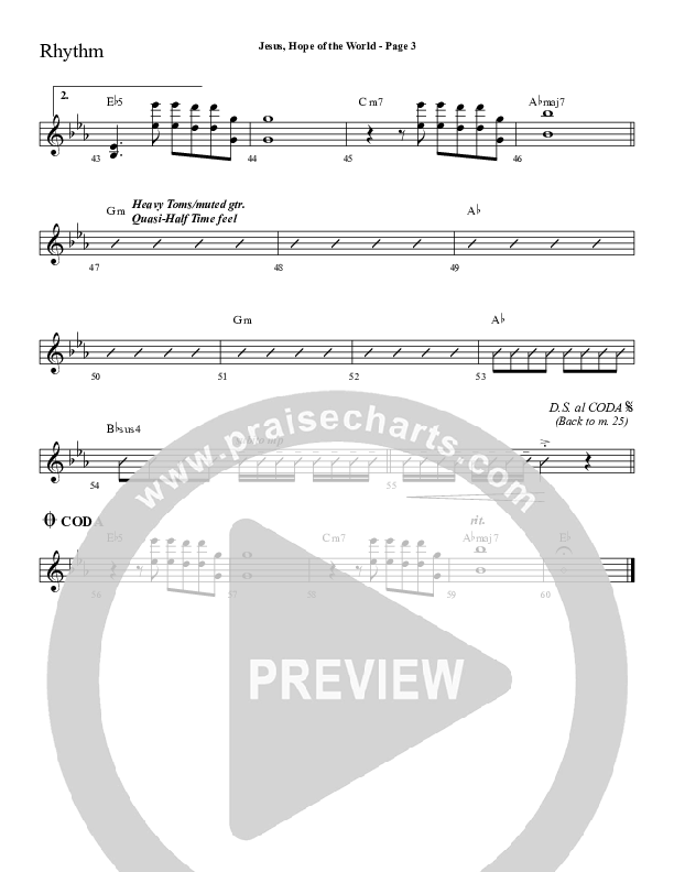 Jesus Hope Of The World Rhythm Chart (Sherwood Worship)