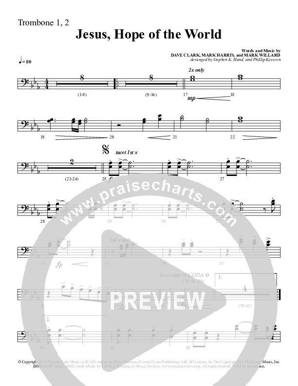 Jesus Hope Of The World Trombone 1/2 (Sherwood Worship)