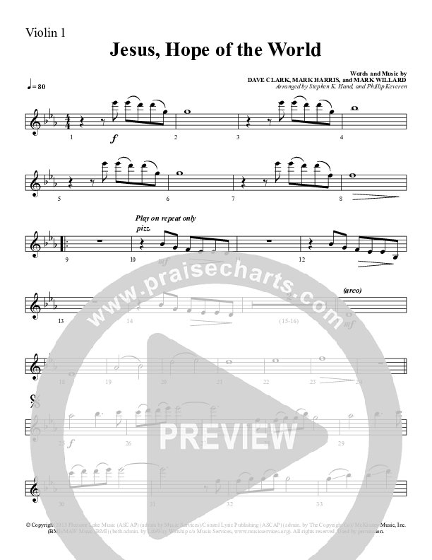 Jesus Hope Of The World Violin 1 (Sherwood Worship)