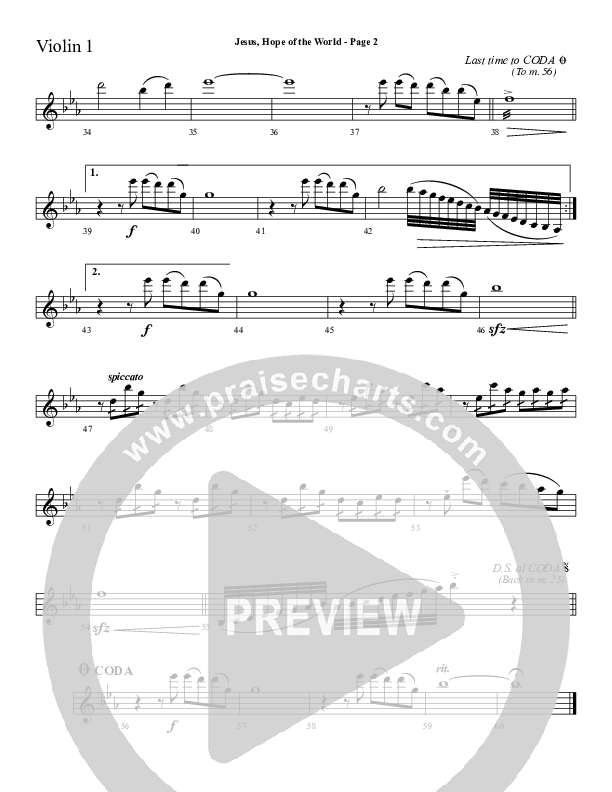 Jesus Hope Of The World Violin 1 (Sherwood Worship)