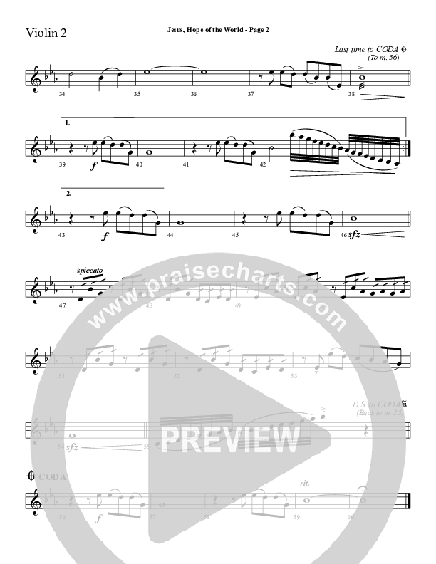 Jesus Hope Of The World Violin 2 (Sherwood Worship)