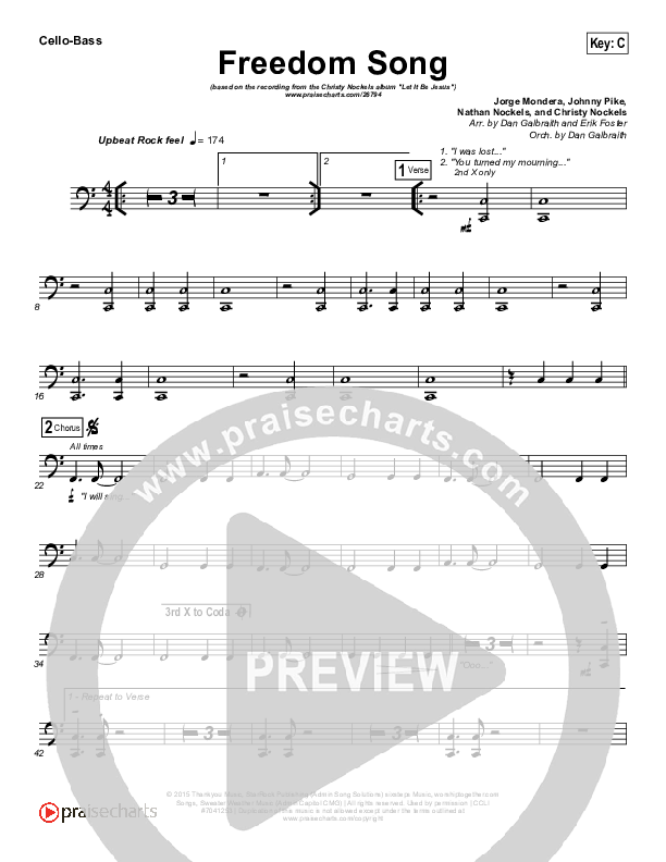 Freedom Song Cello/Bass (Christy Nockels)