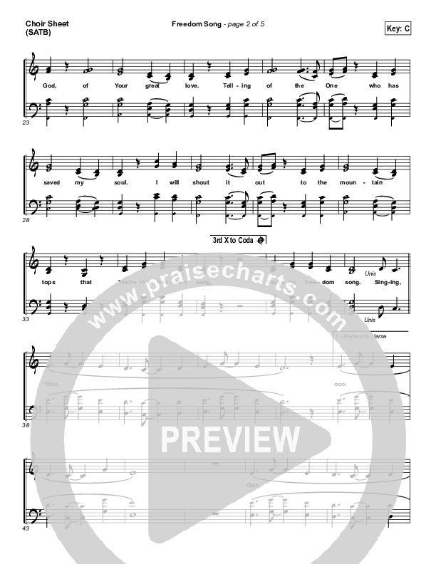 Freedom Song Choir Sheet (SATB) (Christy Nockels)