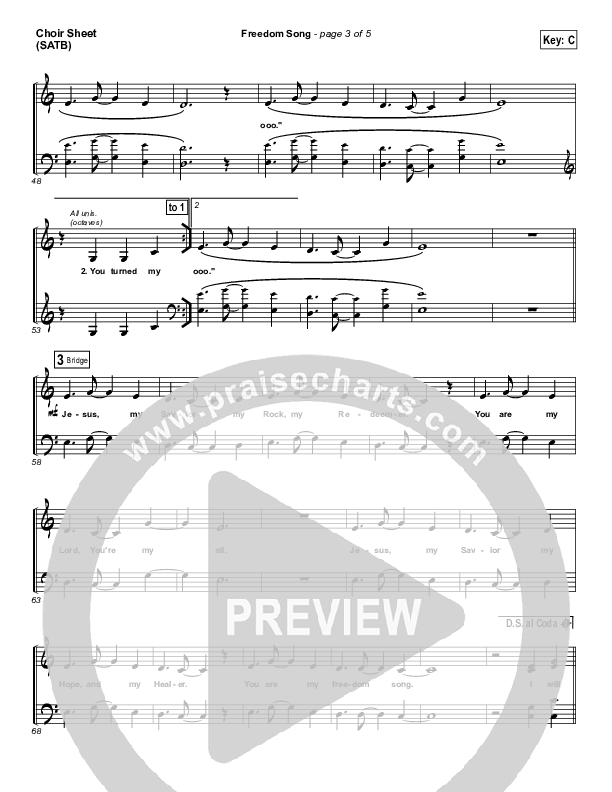 Freedom Song Choir Sheet (SATB) (Christy Nockels)