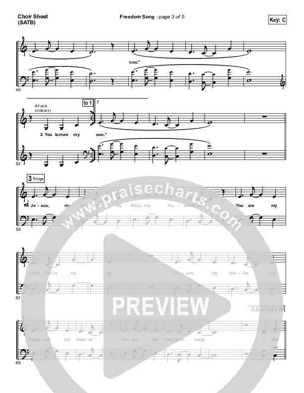 Freedom Song Choir Sheet (SATB) (Christy Nockels)