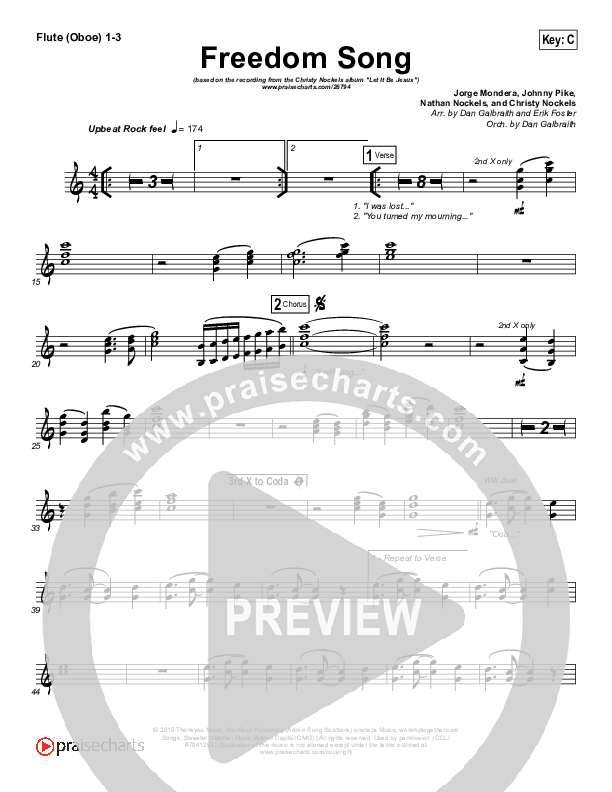 Freedom Song Flute/Oboe 1/2/3 (Christy Nockels)