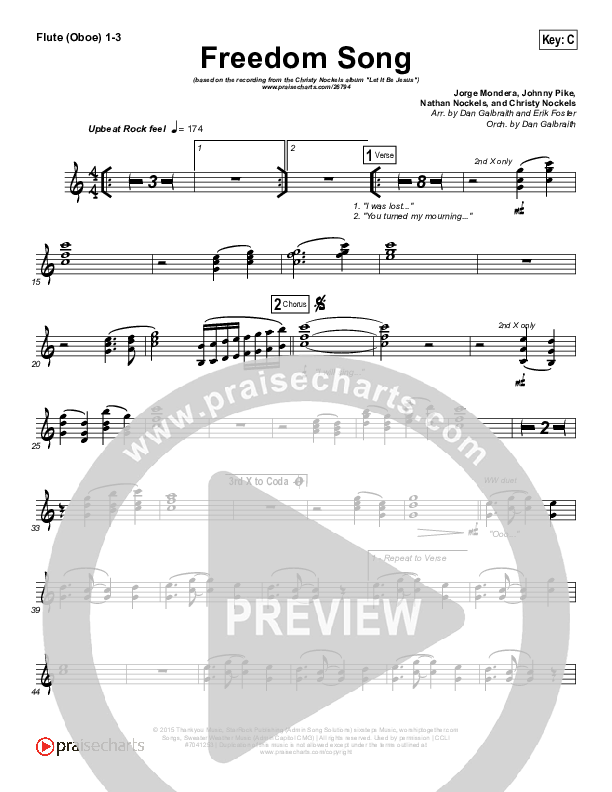 Freedom Song Flute/Oboe 1/2/3 (Christy Nockels)