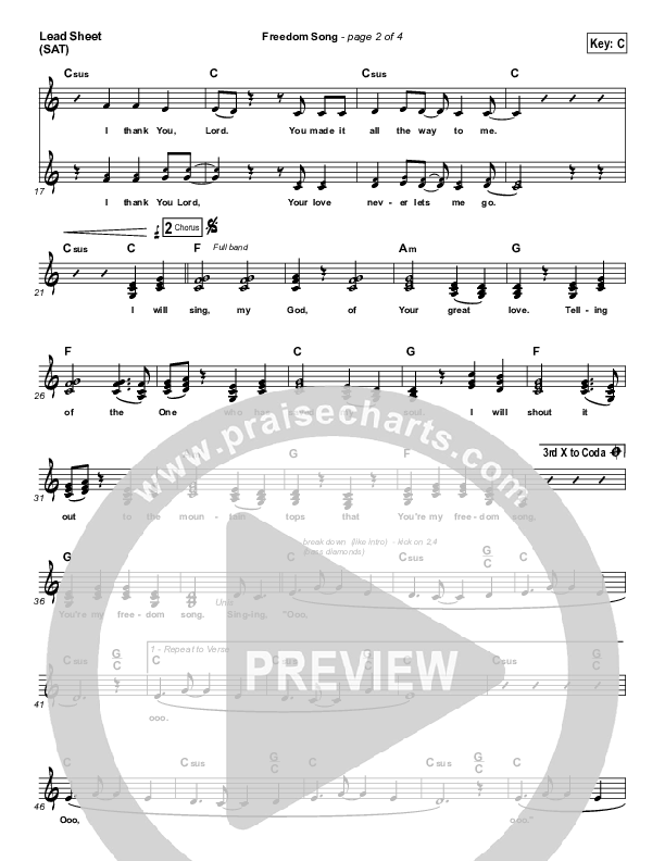 Freedom Song Lead Sheet (SAT) (Christy Nockels)