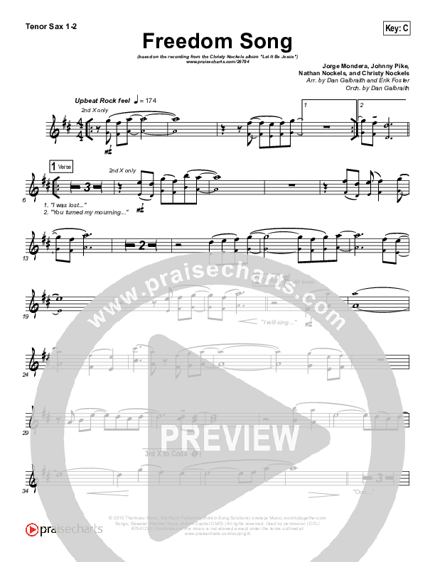 Freedom Song Tenor Sax 1/2 (Christy Nockels)