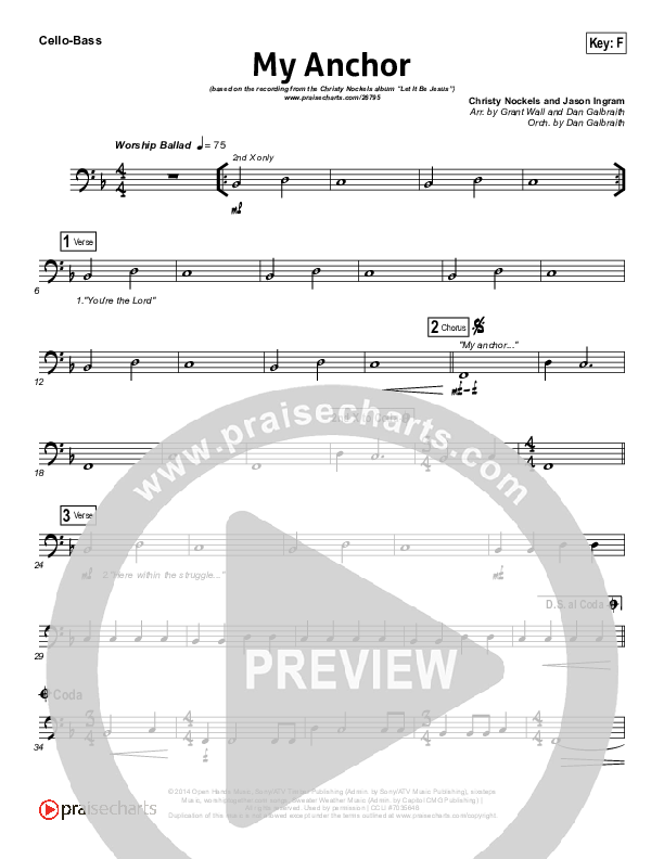 My Anchor Cello/Bass (Christy Nockels)