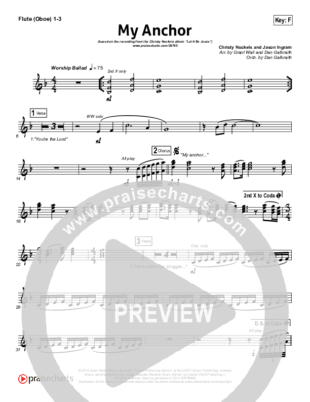 My Anchor Flute/Oboe 1/2/3 (Christy Nockels)