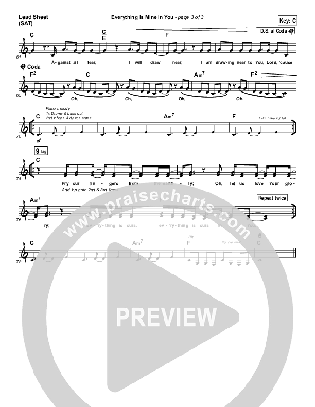 Everything Is Mine In You Lead Sheet (SAT) (Christy Nockels)