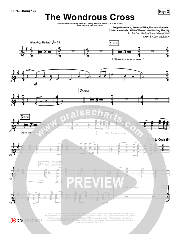The Wondrous Cross Flute/Oboe 1/2/3 (Christy Nockels)