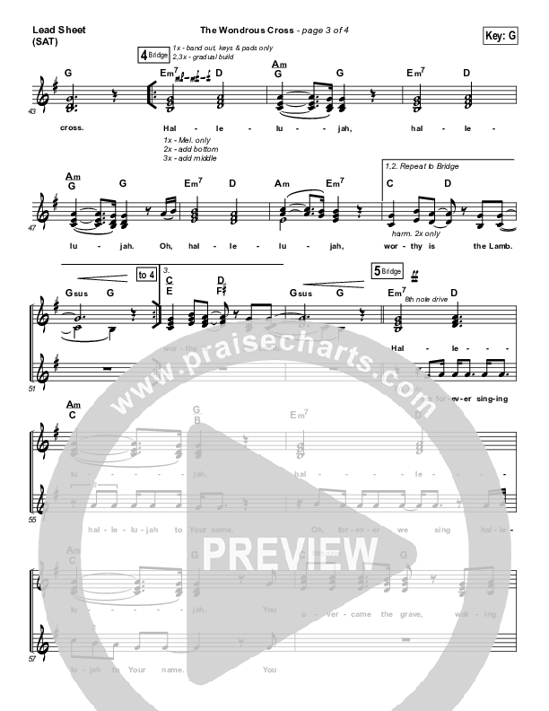 The Wondrous Cross Lead Sheet (SAT) (Christy Nockels)