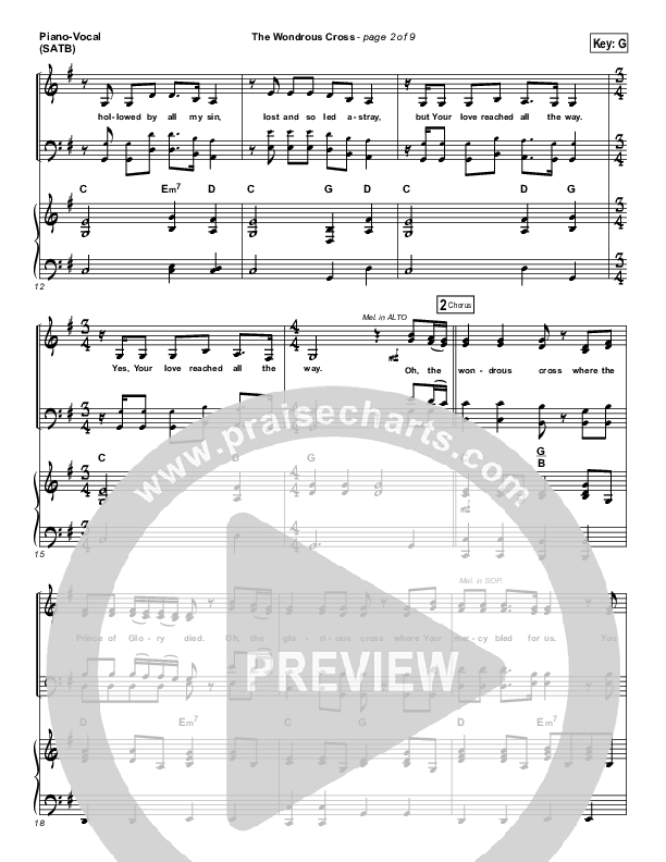 The Wondrous Cross Piano/Vocal (SATB) (Christy Nockels)