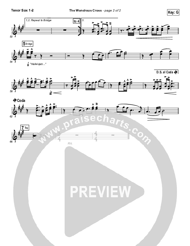 The Wondrous Cross Tenor Sax 1/2 (Christy Nockels)