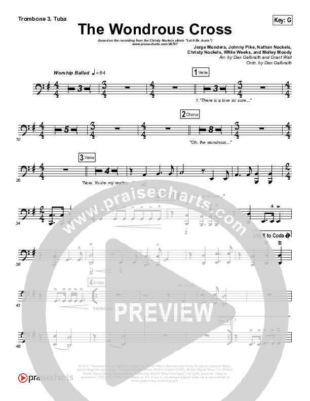 The Wondrous Cross Trombone 3/Tuba (Christy Nockels)