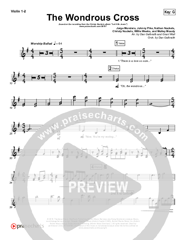 The Wondrous Cross Violin 1/2 (Christy Nockels)