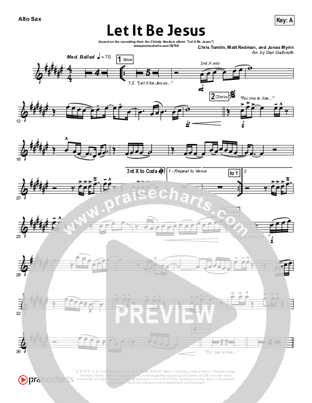 Let It Be Jesus Alto Sax (Christy Nockels)