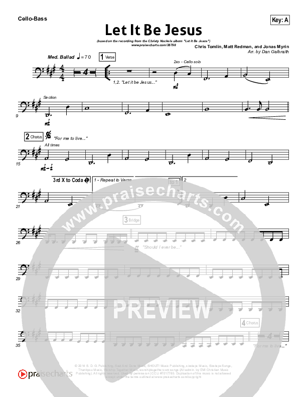 Let It Be Jesus Cello/Bass (Christy Nockels)