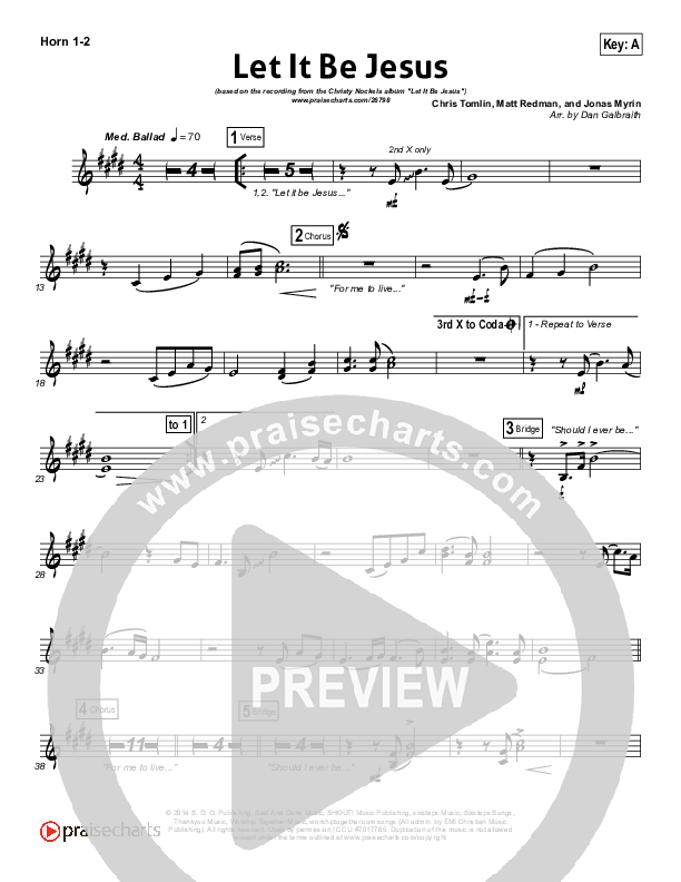 Let It Be Jesus French Horn 1/2 (Christy Nockels)