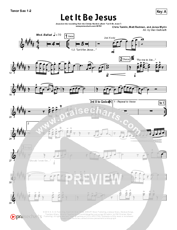 Let It Be Jesus Tenor Sax 1/2 (Christy Nockels)