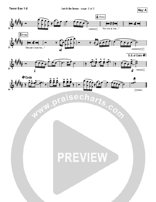 Let It Be Jesus Tenor Sax 1/2 (Christy Nockels)