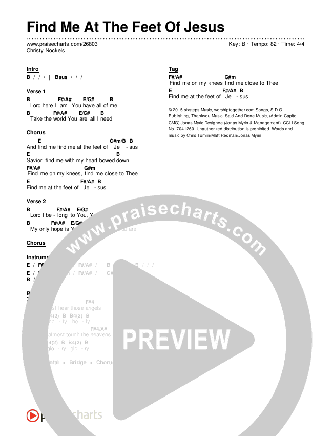Find Me At The Feet Of Jesus Chords & Lyrics (Christy Nockels)