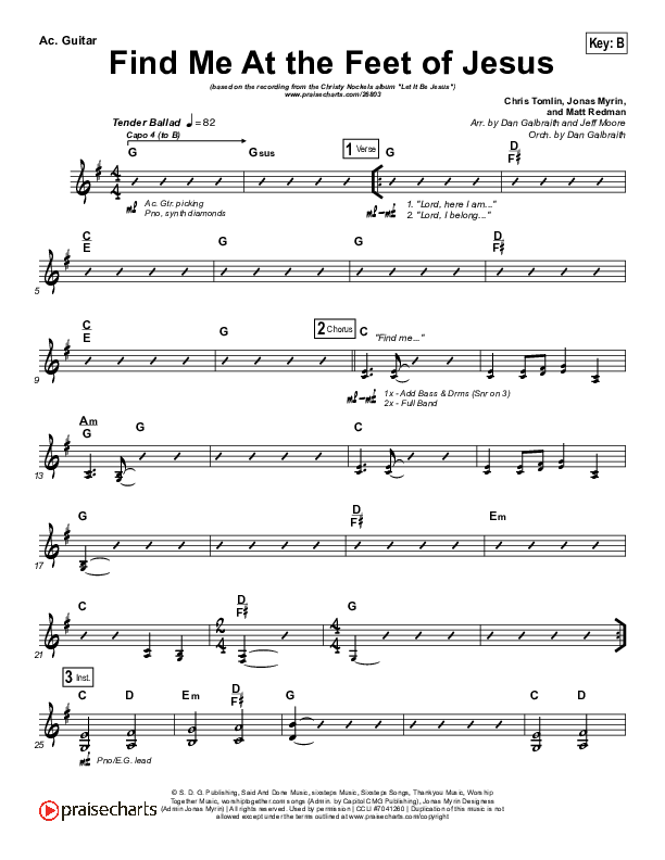 Find Me At The Feet Of Jesus Acoustic Guitar (Christy Nockels)