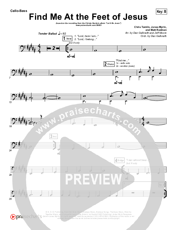 Find Me At The Feet Of Jesus Cello/Bass (Christy Nockels)